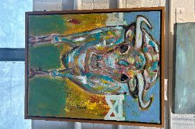 "Birmingham Bull", 26" x 30".Artist: Genie Deason_Item 7-44232630
