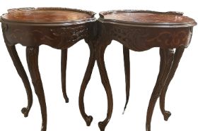 PR French round dark side tables, 20Wx19Dx27H