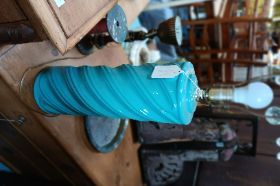 Aqua colored lamp, no shade